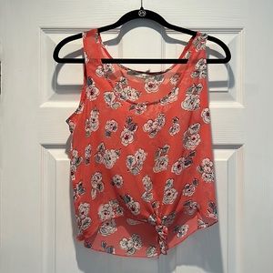 Salmon Pink Floral Tank Top Blouse